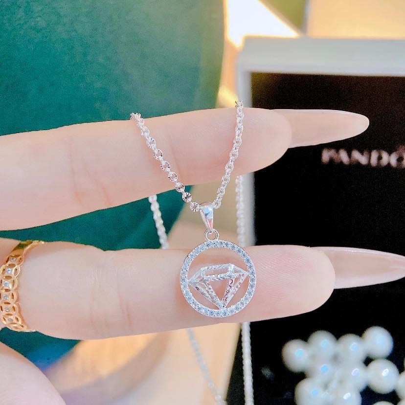 Dây chuyền hoa phay Ý cao cấp Mix mặt nạm đá thời trang