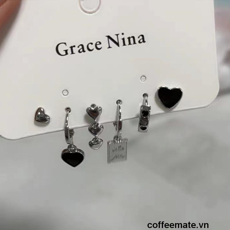 【coffeemate】⚡Bộ Sáu Bông Tai Hình Trái Tim Thời Trang 2023 Cho Nữ