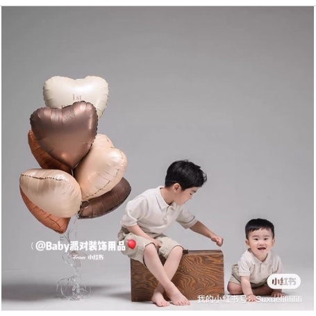 Bóng số tuổi màu nâu size đại 70cm - tim - sao bong bóng trang trí sinh nhật tông Hàn Quốc Habiba