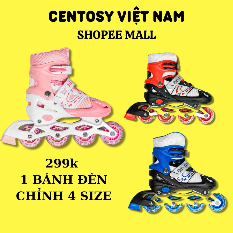 Giày Trượt Patin Trẻ Em Bánh Phát Sáng CENTOSY Bear - In Hình Dễ Thương, Màu Sắc Bắt Mắt