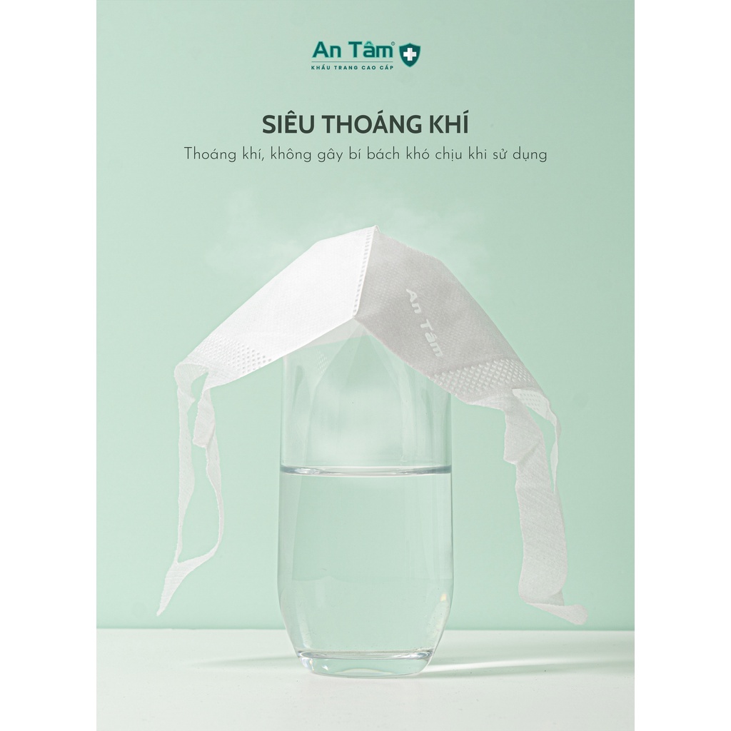 Khẩu trang y tế 3D Nhật Bản 3 lớp Giấy kháng khuẩn &amp; Vải không dệt - Chính Hãng AN TÂM - Hộp 50 cái