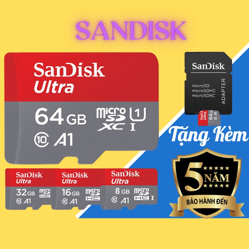 Thẻ nhớ sandisk 64GB /32Gb /16GB /8GB dùng điện thoại máy ảnh - Thẻ nhớ 64Gb Sandisk Class 10 Ultra 667x 100MB/s