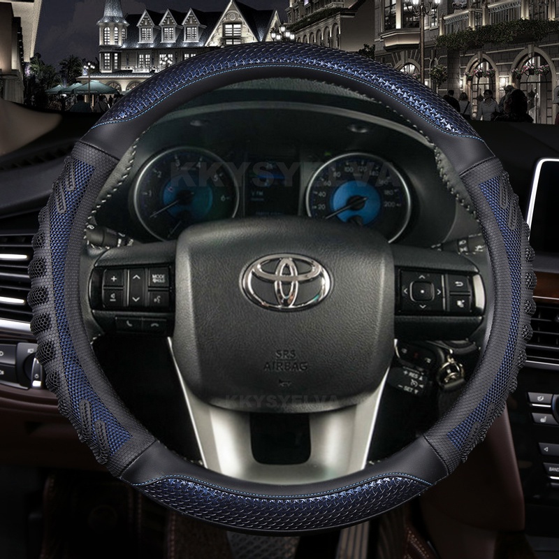 Bao Da Bọc Vô Lăng Xe Hơi Họa Tiết Sợi Carbon Cho Toyota Fortuner 2016-2019 2021 2022 Hilux 2015-2019 2020 2022