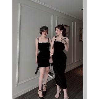 Váy nhung đen viền đá hàng thiết kế loại 1 sang chảnh sexy