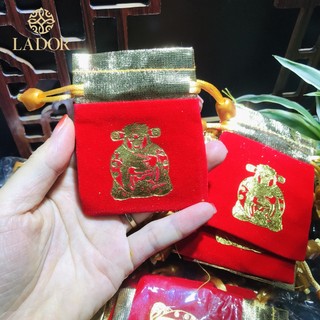 Túi THẦN TÀI đựng trang sức vải nhung đỏ cao cấp siêu mịn - Trang sức Lador - LD0002