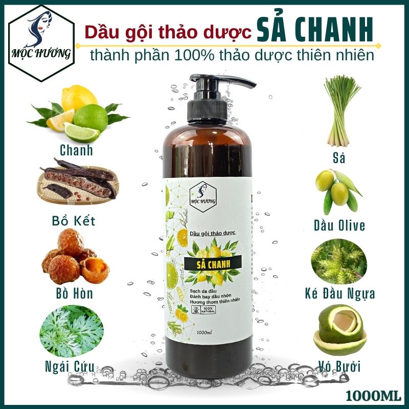 Dầu gội SẢ CHANH Mộc Hương - Sạch gàu, giảm nhờn, kích mọc tóc 500ml & 1000ml