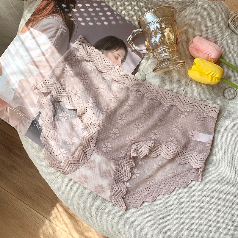 Quần Lót Ren Co Dãn Thoáng Mát Viền Lượn Sóng DAN L&amp;U 2108