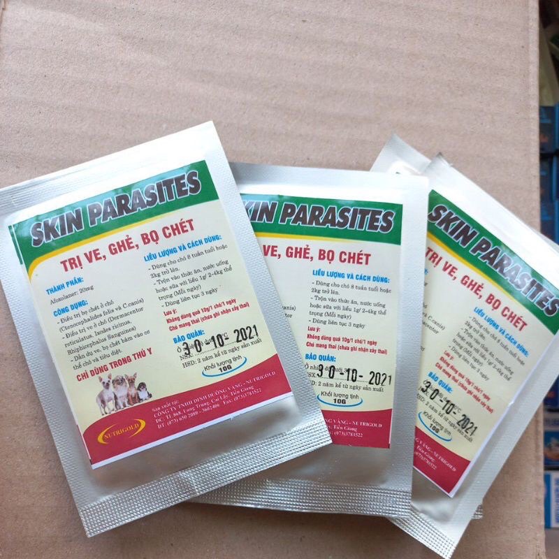 Dạng Bột Pha Uống Hoặc Trộn Thức Ăn Trị Ve-Bọ Chét Chó Mèo