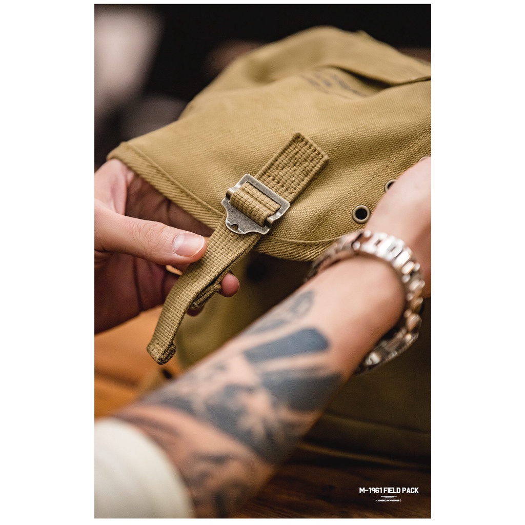 MADEN Túi đeo chéo M1961 vải canvas in chữ cái thời trang đơn giản dành cho nam