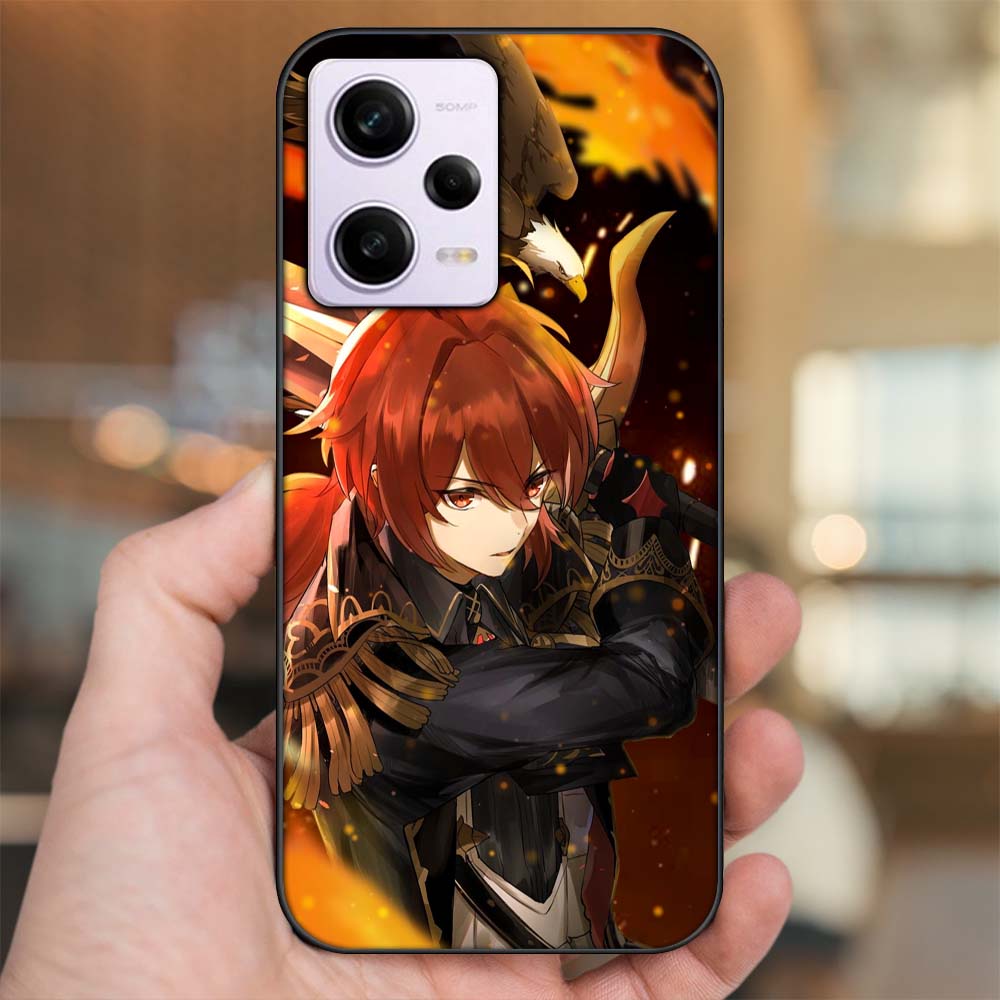 Ốp lưng Xiaomi Redmi Note 12 viền đen in hình Diluc Genshin Impact