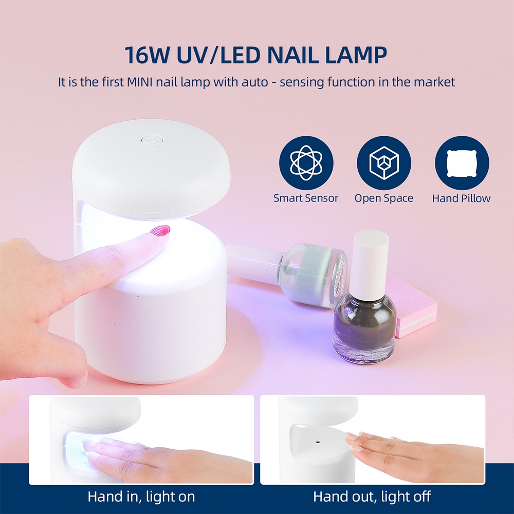 Foreverlily Đèn LED UV / LED Hong Khô Sơn Móng Tay Cảm Biến Thông Minh Nhỏ Gọn Màu Đen