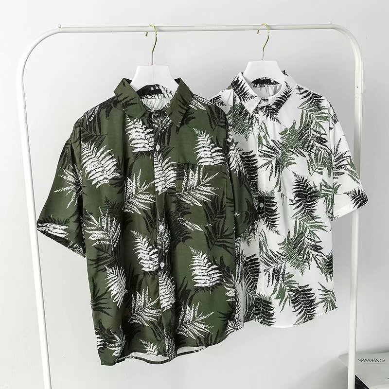 Áo Sơ Mi Đi Biển Dáng Rộng In Họa Tiết Quả Dừa Phong Cách Hawaii Hàn Quốc Cho Nam