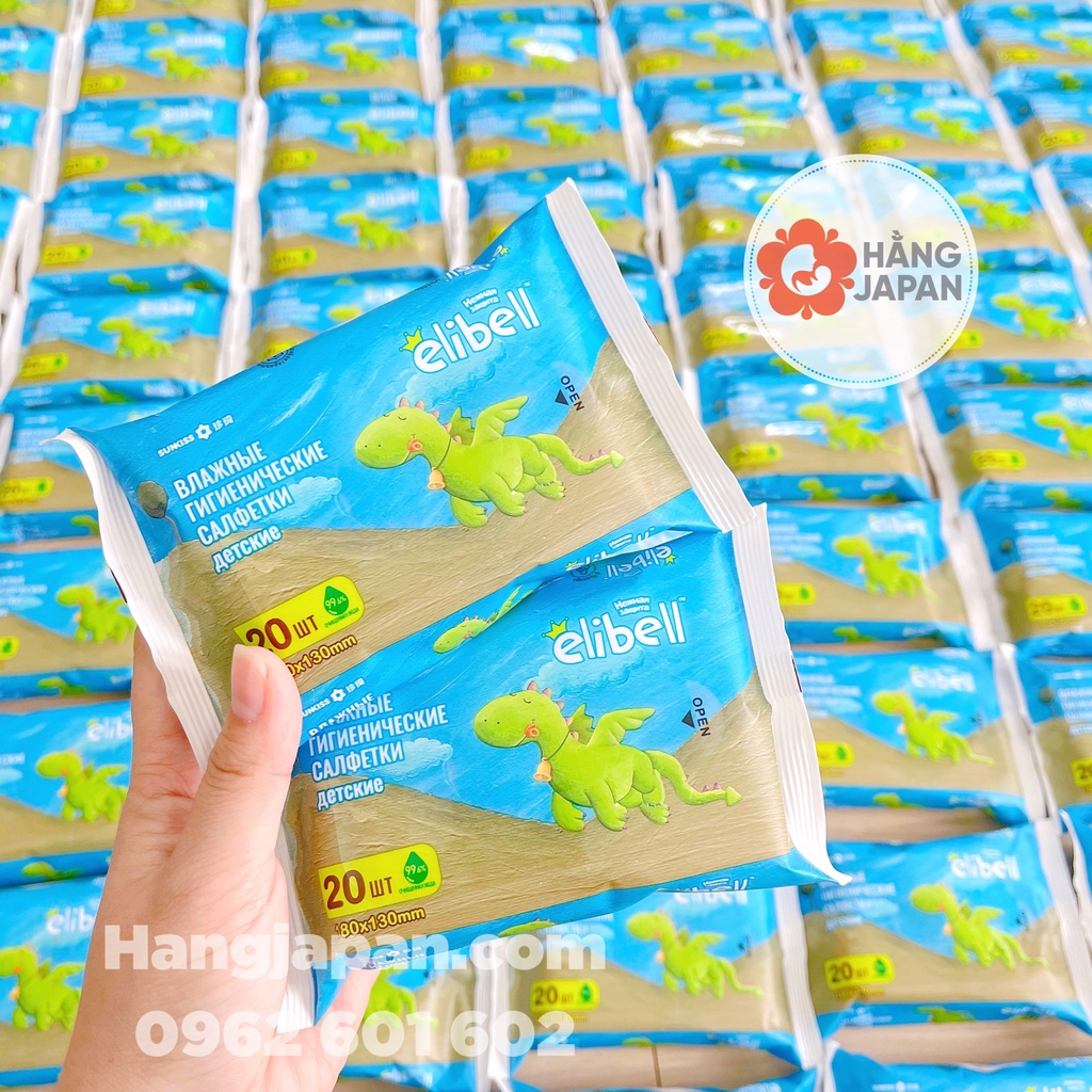 Khắn ướt Elibell không mùi gói 20 tờ