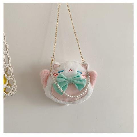 Túi Đeo Chéo Hình Mèo May Mắn Hoạt Hình Nhồi Bông Phong Cách Lolita