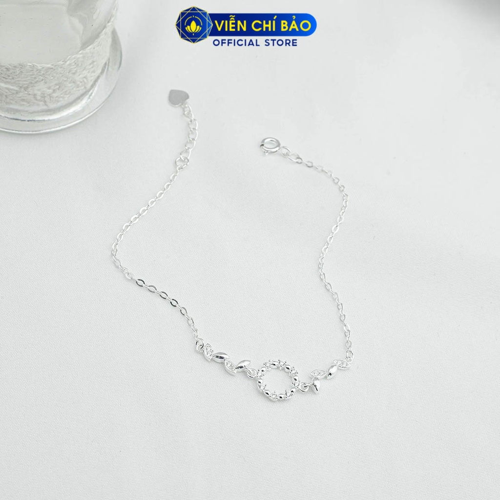 Lắc tay tròn đính đá lá chất liệu bạc 925 thời trang phụ kiện trang sức nữ Viễn Chí Bảo L400729