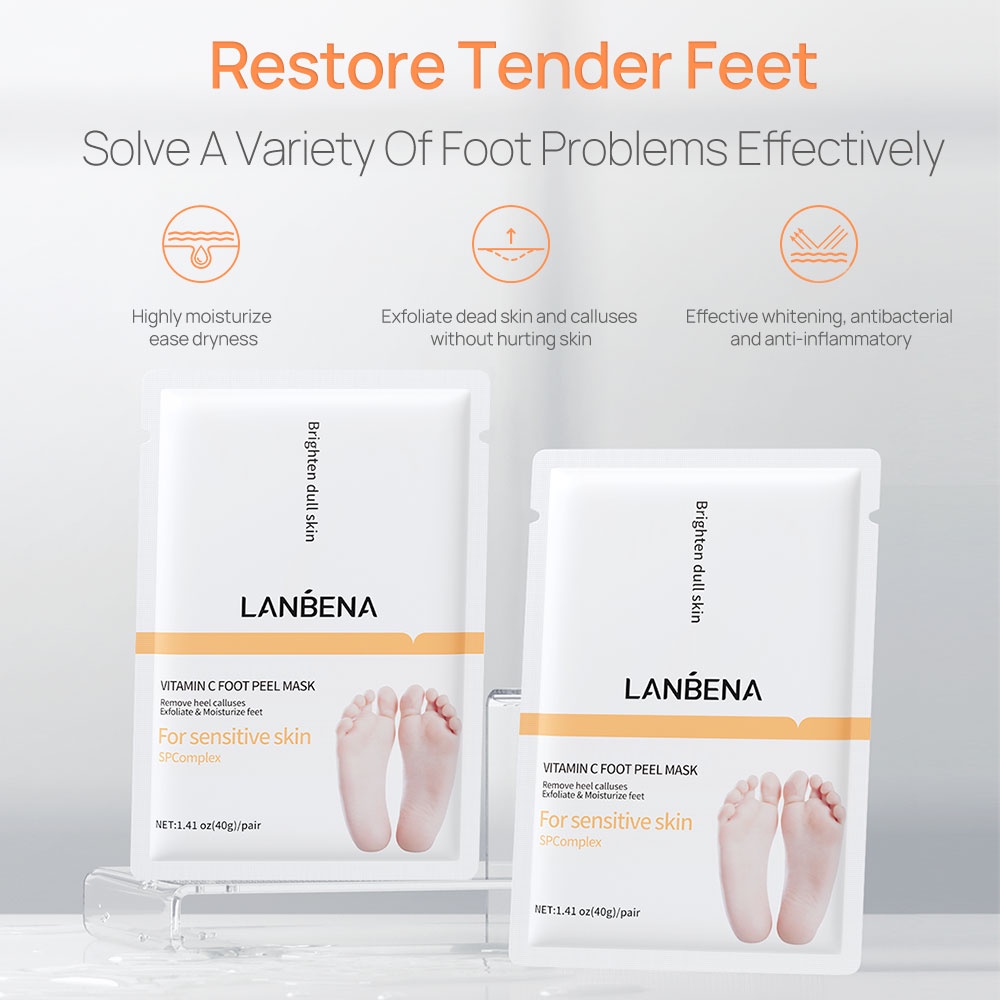 Cặp mặt nạ dưỡng da chân LANBENA chứa thành phần vitamin c tẩy tế bào chết