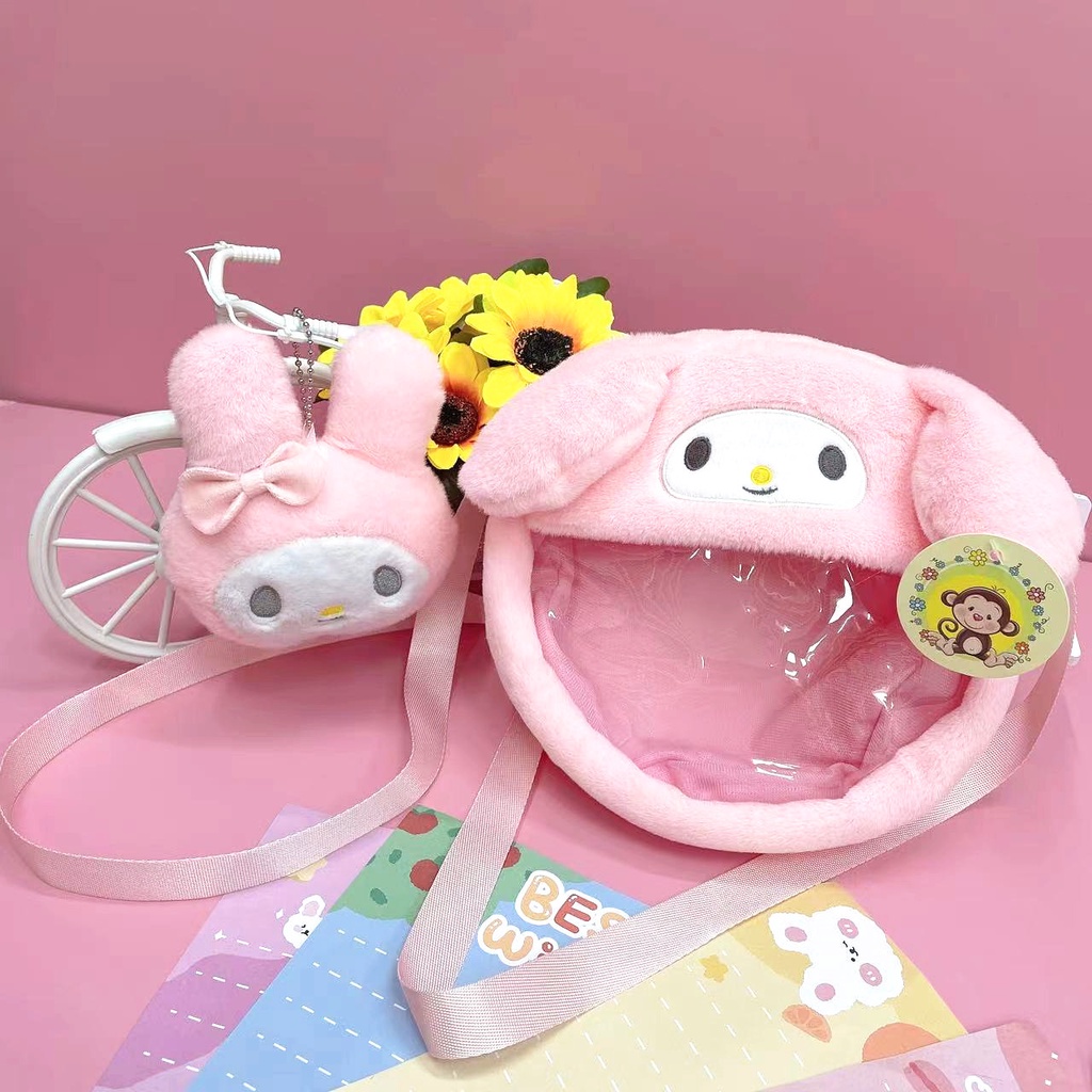 Túi Đeo Chéo Cỡ Lớn 20cm Hình Sanrio Disney Kuromi My Melody Cinnamoroll Dâu Tây Gấu Lotso Spongebob Kirby Nhật Bản Nhồi Bông Đáng Yêu