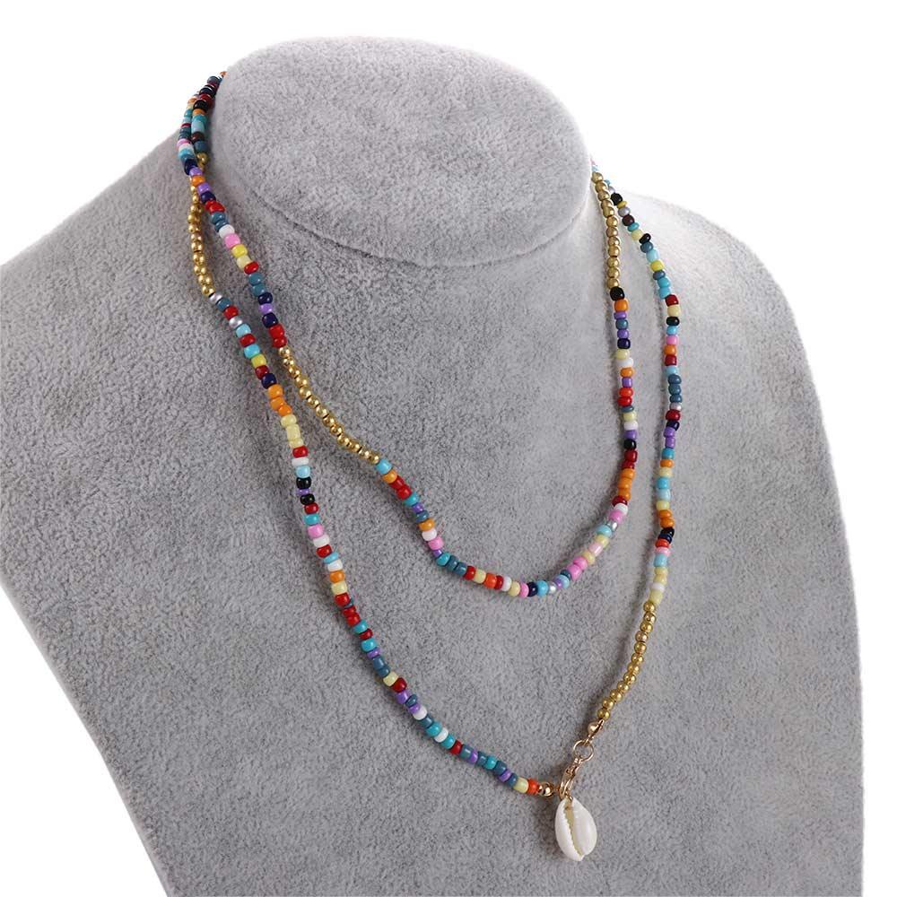 AROMA Vòng cổ Hợp Kim Y2K Đính Hạt Nhiều Màu Phong Cách Retro Hàn Quốc