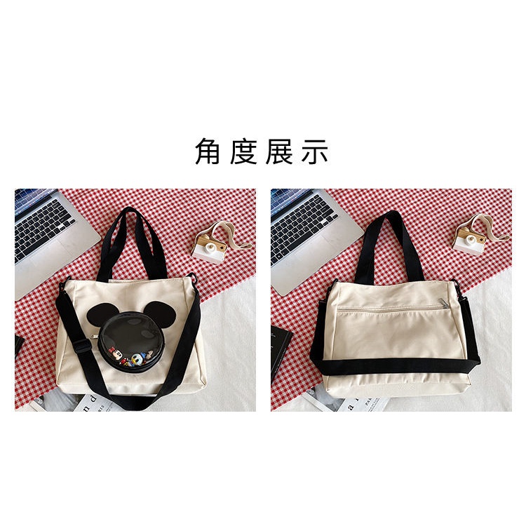 Túi Xách Canvas Nylon Chống Thấm Nước In Họa Tiết Hoạt Hình Dễ Thương