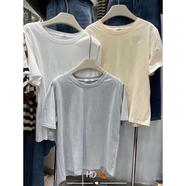 Áo thun trơn nữ basic cổ tròn chất mịn from dáng vừa hàng QC - hàng có sẵn