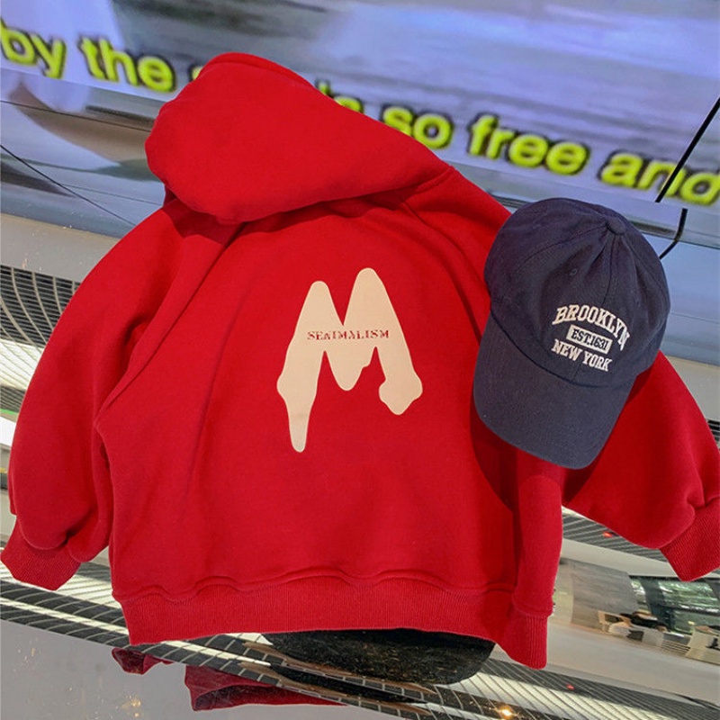 Áo Khoác Hoodie Thu Đông Bằng Vải Nhung Dày Dáng Rộng Mới Dành Cho Bé Gái