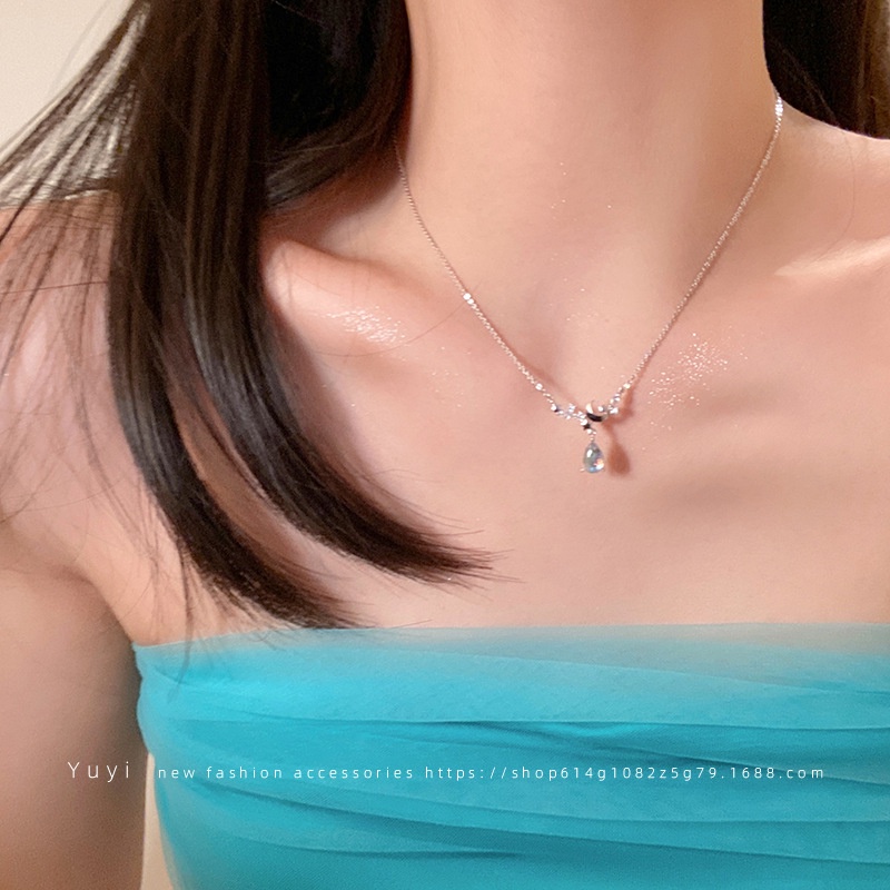 Vòng cổ Mặt Hình Giọt Nước Ngọt Ngào Thanh Lịch Thời Trang Chất Lượng Cao Cho Nữ