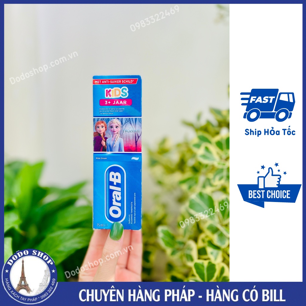 Kem đánh răng trẻ em Oral B cho bé từ 3 tuổi  tub 75ml, nội địa pháp, oralb