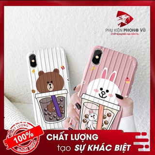 Ốp điện thoại Trà Sữa gấu Brownn & thỏ Conyy cho iPhone 6/6s/6plus/6sPlus/7Plus/8Plus/X/Xs
