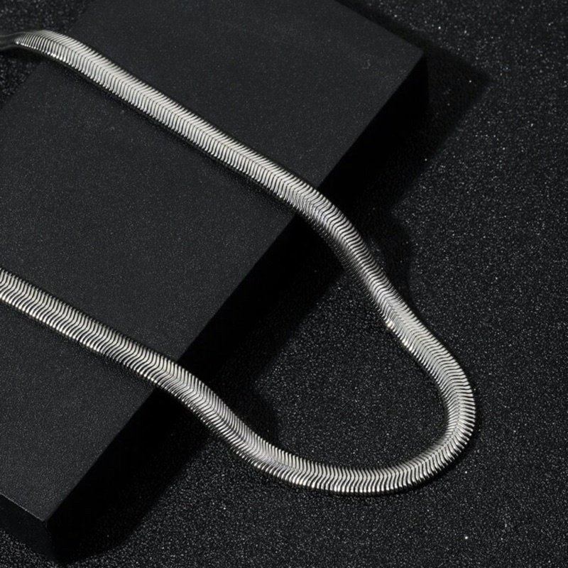 Vòng cổ Xương Rắn Màu Bạc Dày Thép Titan Không Gỉ - Dây chuyền Đơn Giản Quyến Rũ unisex cho nam nữ