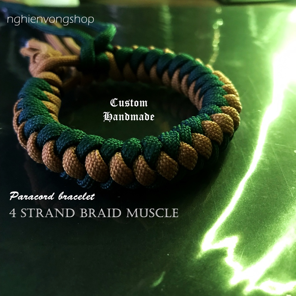 Vòng tay paracord 4-strand-braid-muscle - màu xanh nâu
