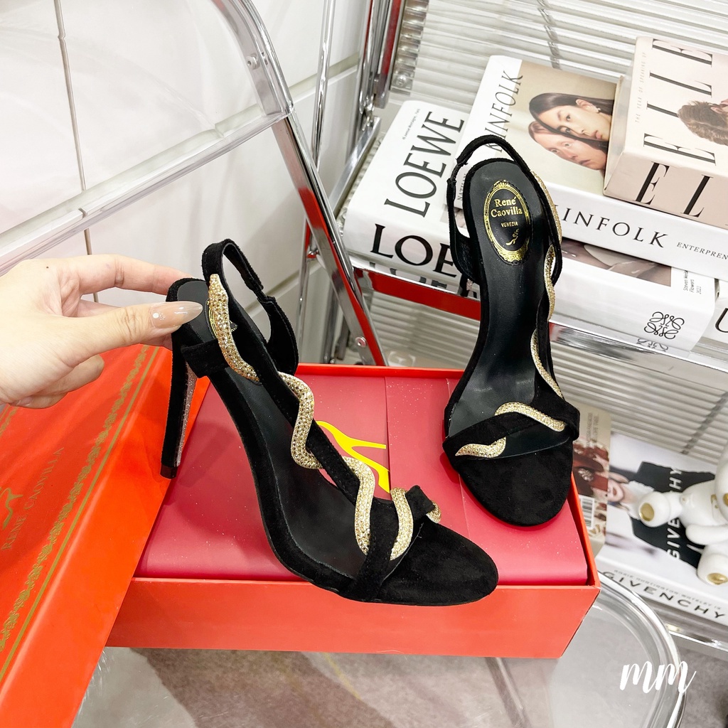 Giày sandal giày cao gót họa tiết rắn sang chảnh 2023 gót 11 phân