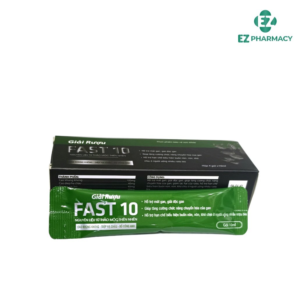 Giải rượu FAST 10 - Nước uống thảo mộc giúp giải rượu, mát gan, giảm các biểu hiện khó chịu - EZ Pharmacy