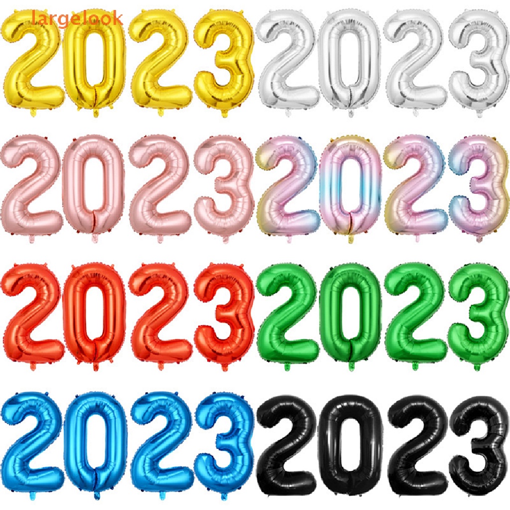 Bong Bóng Hình Chữ Số Năm Mới 2023 Kích Thước 16 Inch Màu Vàng Hồng