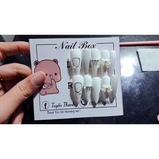 Nail box đính nơ tráng gương- kèm keo