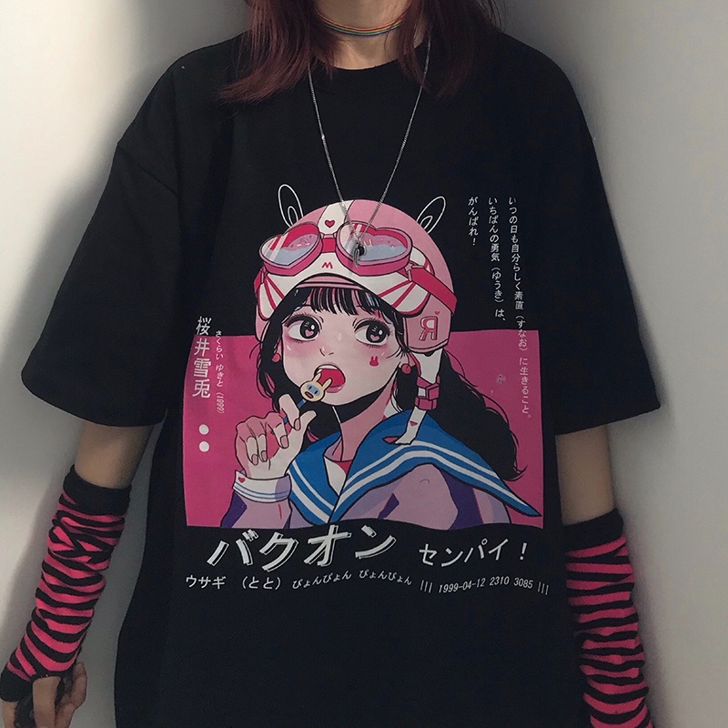 4 Mẫu Áo thun Hoạt Hình Anime Girl Phong Cách Gothic Harajuku Nhật Bản thời trang cá tính anime chibi giá rẻ