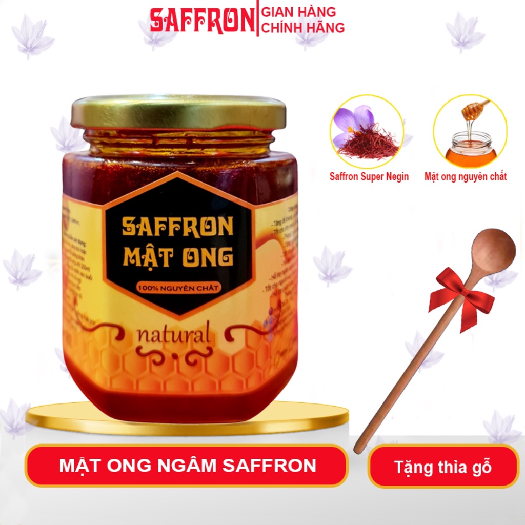 Mật ong ngâm Saffron lọ 180ml Saffron Việt Nam Tặng thìa gỗ