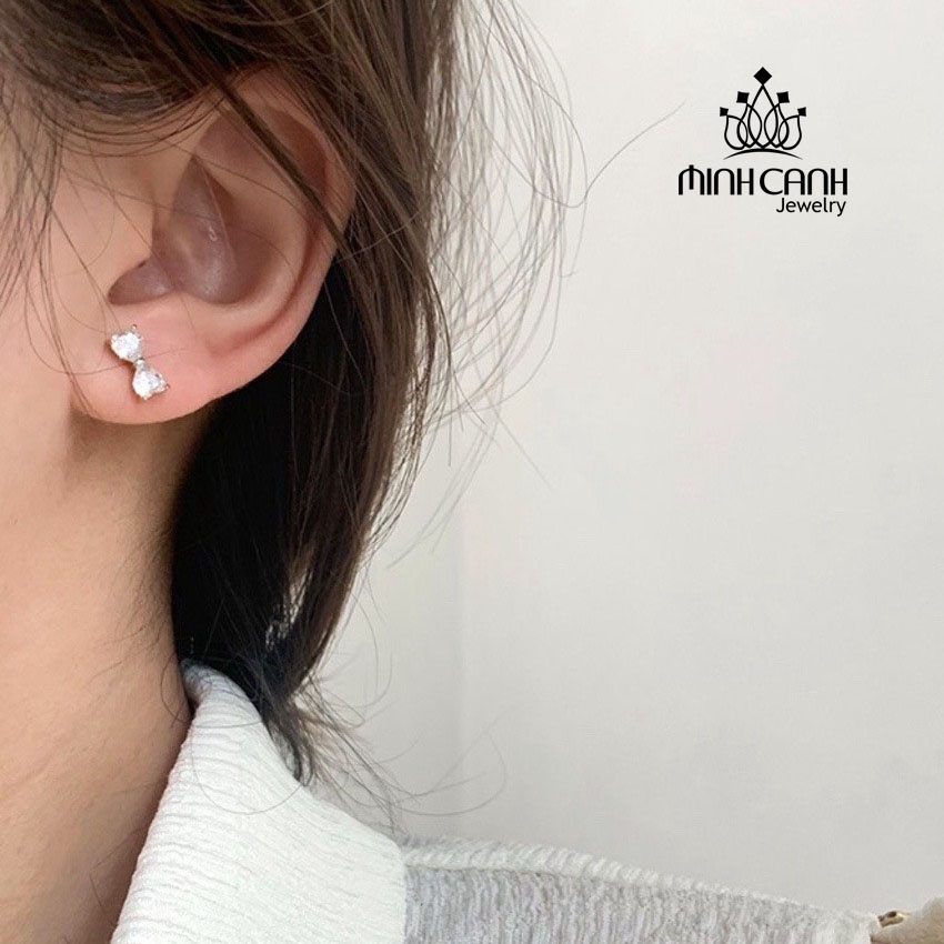 Bông Tai Bạc Nữ Nơ Đá Nhỏ Minh Canh Jewelry