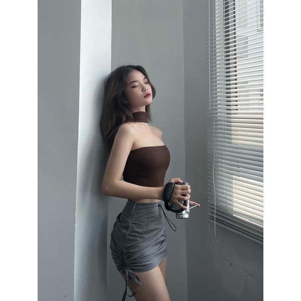 |Hình thật shop chụp| Áo croptop thun gân dây cổ | BigBuy360 - bigbuy360.vn