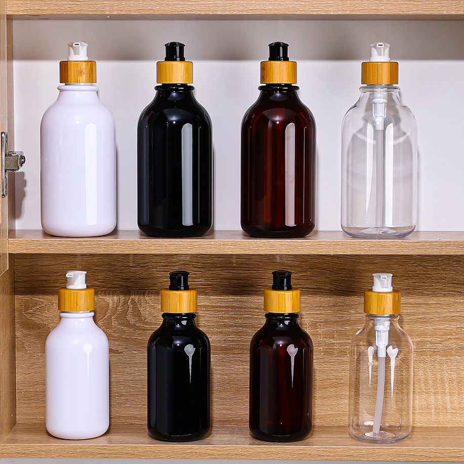 1 Bình Đựng Xà Phòng Dạng Nhấn 300 / 500ml Bằng Tre Chống Thấm Nước