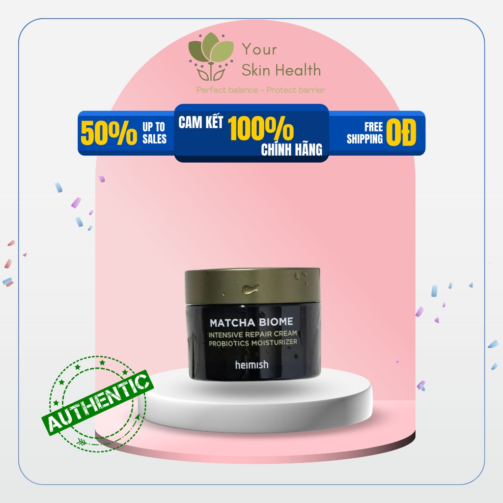Kem dưỡng ẩm chống lão hóa, phục hồi chuyên sâu Heimish Matcha Biome Intensive Repair Cream 50ml
