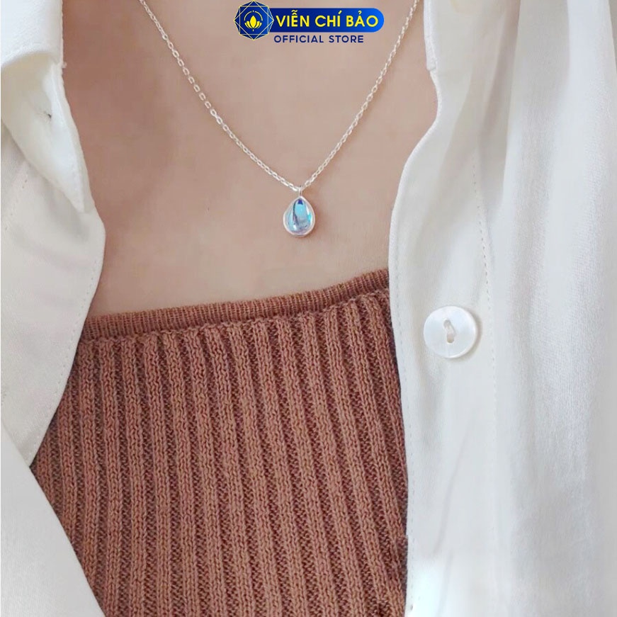 Dây chuyền giọt nước đá mặt trăng đơn giản chất liệu bạc 925 thời trang phụ kiện trang sức nữ Viễn Chí Bảo D400894