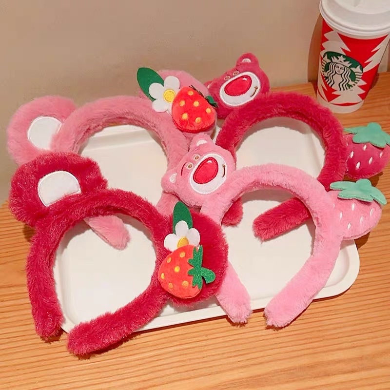 Băng đô,cài tóc hình gấu dâu hồng siêu xinh xắn đáng yêu