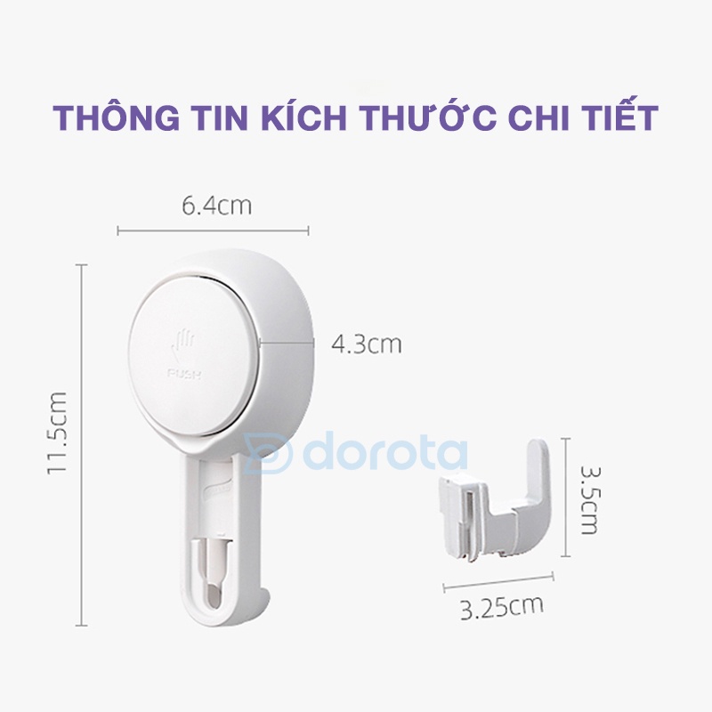 Móc dán tường chịu lực cao cấp DOROTA tái sử dụng nhiều lần tải treo 5kg miếng dính hút chân không chống nước AW554