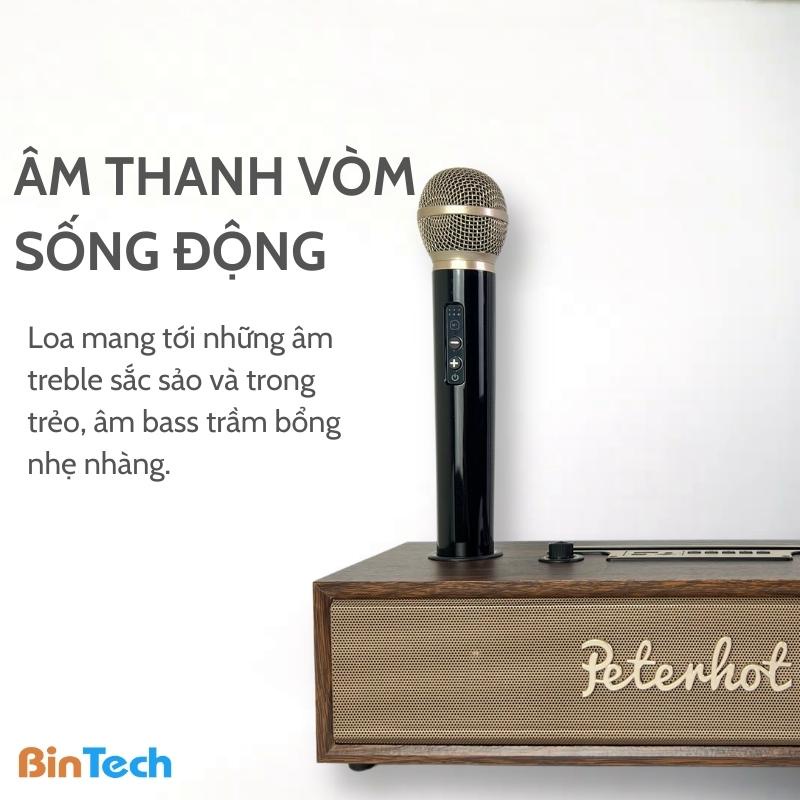 Loa karaoke bluetooth Peterhot A100 BINTECH 2 micro không dây, âm thanh siêu hay, bảo hành 12 tháng