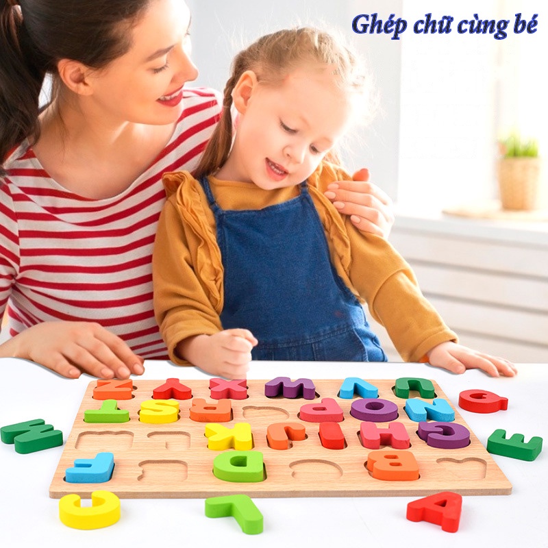 Combo bảng gỗ chữ cái thường và tranh tô màu nước cho bé