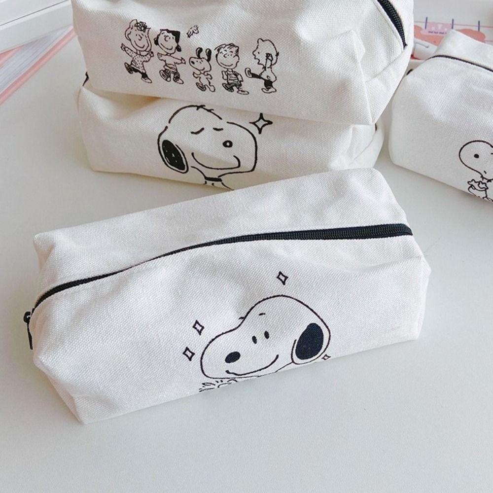 Túi Đựng Bút / Mỹ Phẩm Cỡ Lớn In Hoạt Hình Snoopy Dễ Thương Cho Học Sinh