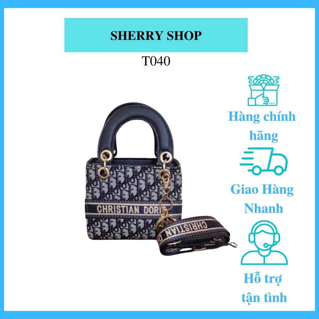 Túi xách nữ đeo chéo thổ cẩm hàng hiệu, túi xách DI-OR vuông hàng quảng châu chuẩn-T040