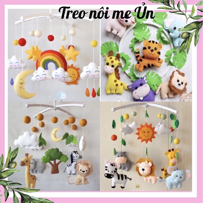 Đồ chơi treo nôi cho bé, kích thích thị giác cho trẻ sơ sinh handmade mẹ Ủn ( chưa kèm thanh J và hộp nhạc)