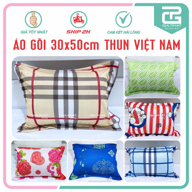 Áo gối /vỏ gối thun lạnh Việt Nam kích thước: 35 x 50cm