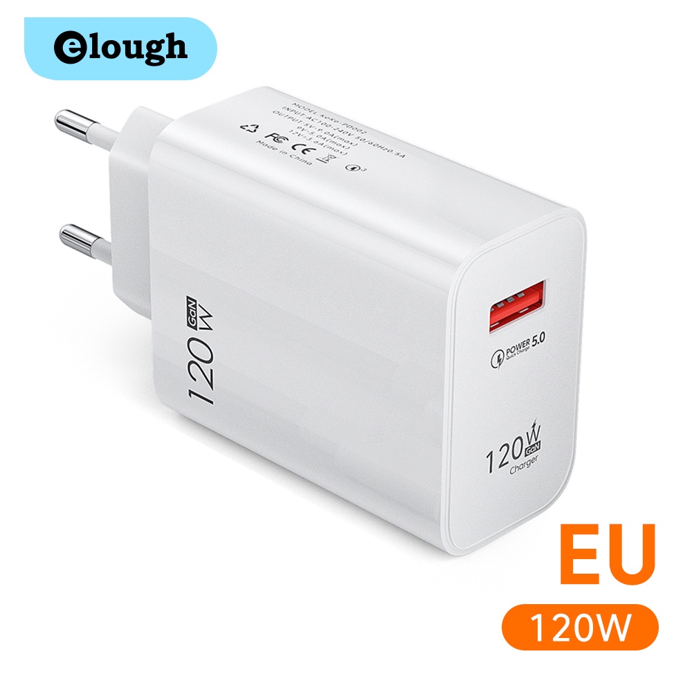 Củ Sạc Nhanh Elough 120W Cổng USB 3.0 Cho Điện Thoại